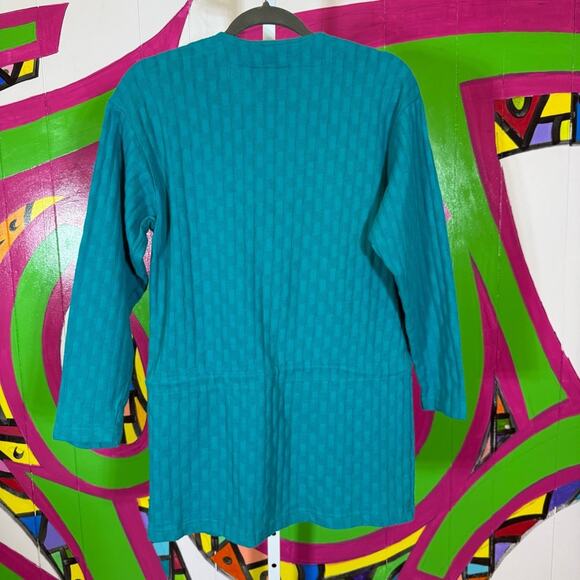 Gina Peters Sport, Teal Button-Up Women's Sweater Jacket. Size Small. Vintage - Picture 6 of 6